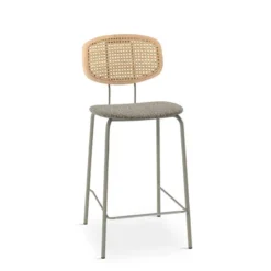 Perfecta Ritmo Tabouret snack vintage dossier en cannage avec assise tissu> Tabouret Snack (assise +/- 65 Cm)|Tabouret De Bar (assise +/- 80 Cm)