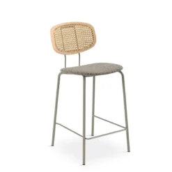 Perfecta Ritmo Tabouret snack vintage dossier en cannage avec assise tissu> Tabouret Snack (assise +/- 65 Cm)|Tabouret De Bar (assise +/- 80 Cm)