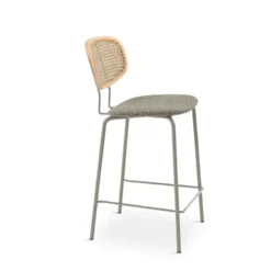Perfecta Ritmo Tabouret snack vintage dossier en cannage avec assise tissu><noscript><img width=