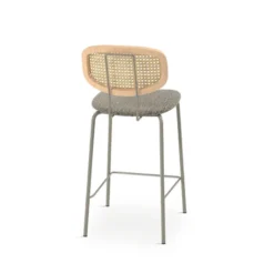 Perfecta Ritmo Tabouret snack vintage dossier en cannage avec assise tissu><noscript><img width=