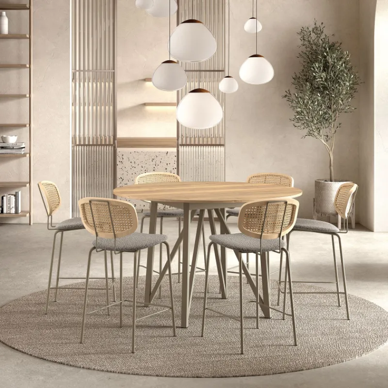 Perfecta Ritmo Tabouret snack vintage dossier en cannage avec assise tissu> Tabouret Snack (assise +/- 65 Cm)|Tabouret De Bar (assise +/- 80 Cm)
