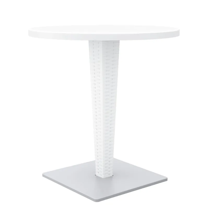 Riva Table de jardin ronde en résine tressée et plateau werzalit> Table De Jardin