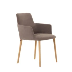 Mobitec Rob C02 ® Fauteuil de salle à manger cocooning en tissu et pieds bois><noscript><img width=