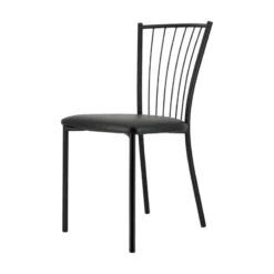 Perfecta Roxane Chaise de cuisine noire en métal avec assise en simili rembourrée><noscript><img width=