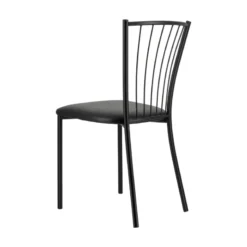 Perfecta Roxane Chaise de cuisine noire en métal avec assise en simili rembourrée><noscript><img width=