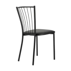 Perfecta Roxane Chaise de cuisine noire en métal avec assise en simili rembourrée><noscript><img width=