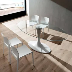 La primavera Ruud Table design ovale en verre pied tulipe><noscript><img width=