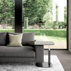 Ozzio Servus Table basse design italien en verre marbré réglable en hauteur> Table De Salon|Table Pour Petit Espace