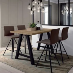 Perfecta Silva Tabouret snack design coque en simili et pieds en métal><noscript><img width=
