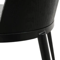 SimoneChaise bimatière en tissu dossier bois avec pieds en métal><noscript><img width=