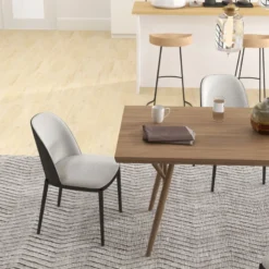 SimoneChaise bimatière en tissu dossier bois avec pieds en métal><noscript><img width=