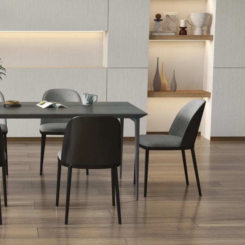 SimoneChaise bimatière en tissu dossier bois avec pieds en métal> Chaise De Salle à Manger