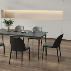 SimoneChaise bimatière en tissu dossier bois avec pieds en métal><noscript><img width=