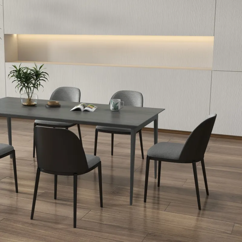 SimoneChaise bimatière en tissu dossier bois avec pieds en métal> Chaise De Salle à Manger