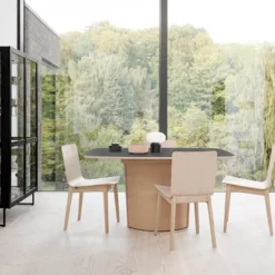 Skovby SM116/SM117 Table scandinave pied central extensible en stratifié fabriquée au Danemark> Table De Salle à Manger