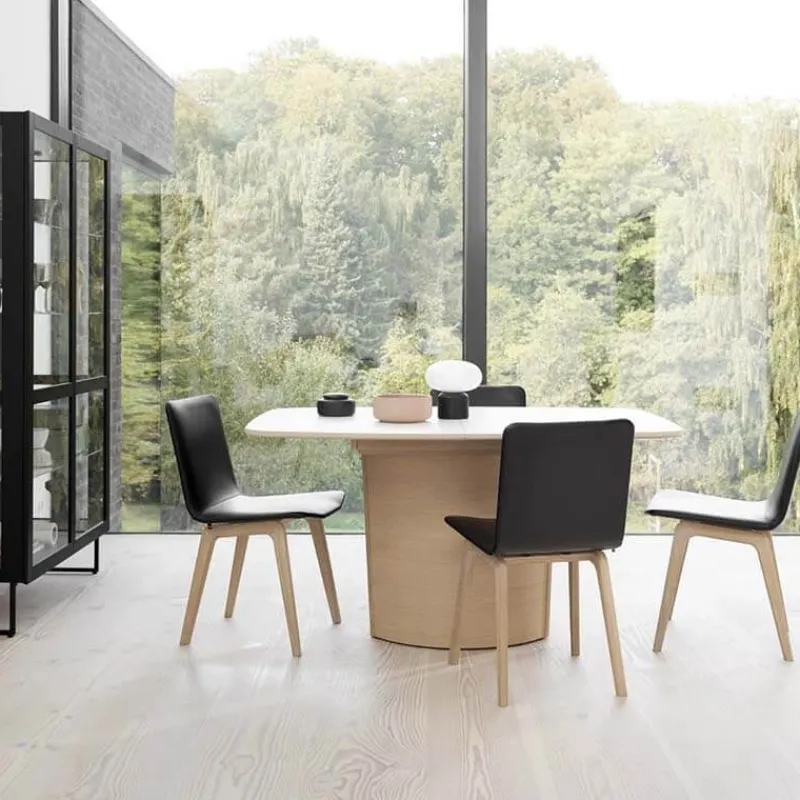 Skovby SM116/SM117 Table scandinave pied central extensible en stratifié fabriquée au Danemark> Table De Salle à Manger