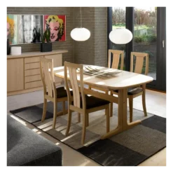 Skovby SM74 Table en bois massif scandinave elliptique avec allonges et piétement latéral><noscript><img width=