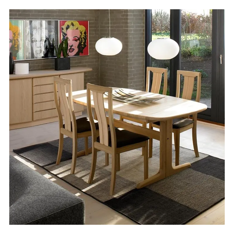 Skovby SM74 Table en bois massif scandinave elliptique avec allonges et piétement latéral> Table De Salle à Manger