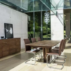 Skovby SM39 Table en bois moderne extensible avec pied central> Table De Salle à Manger