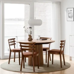 Skovby SM33 Table ronde extensible en bois avec pied central> Table De Salle à Manger