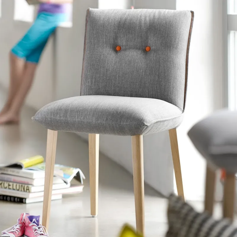 Mobitec Soda ® Chaise cocooning en tissu avec boutons décoratifs> Chaise De Salle à Manger|Chaise Salon