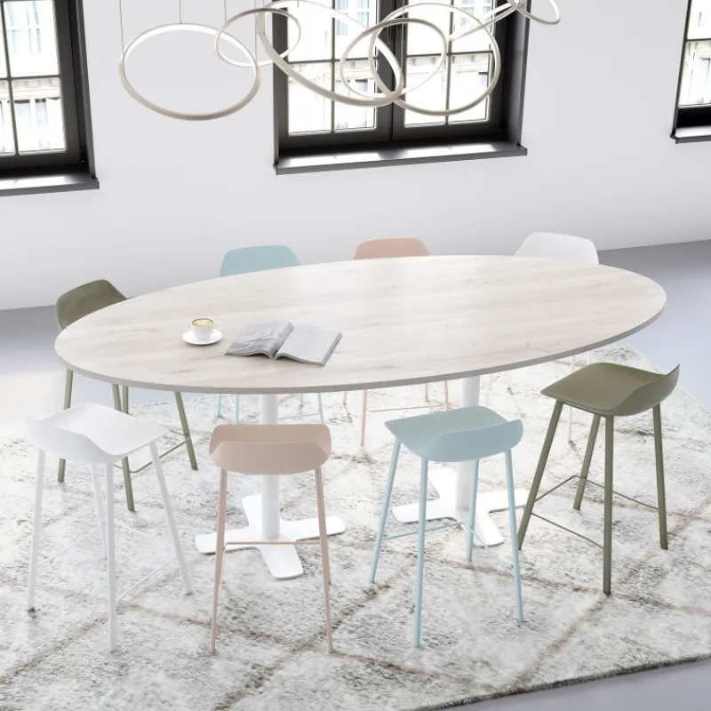 Perfecta Spinner 2 Table hauteur 90 cm ovale en stratifié avec deux pieds> Table De Cuisine