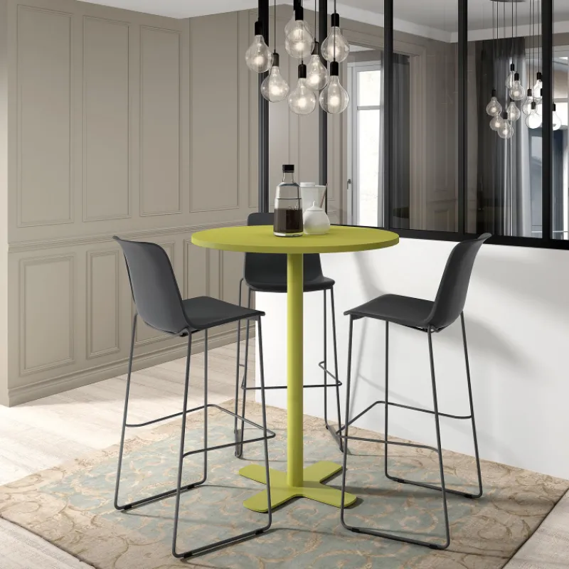 Perfecta Spinner Table snack ronde pour cuisine en stratifié avec pied central> Table De Cuisine