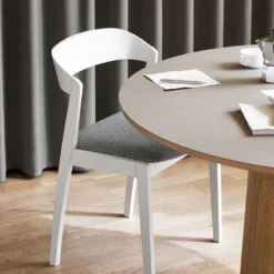 Skovby Table ronde extensible en Fenix et pied central en bois SM33><noscript><img width=
