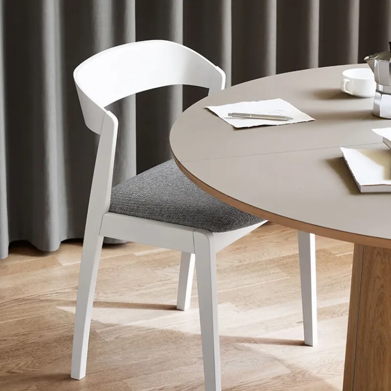 Skovby Table ronde extensible en Fenix et pied central en bois SM33> Table De Salle à Manger