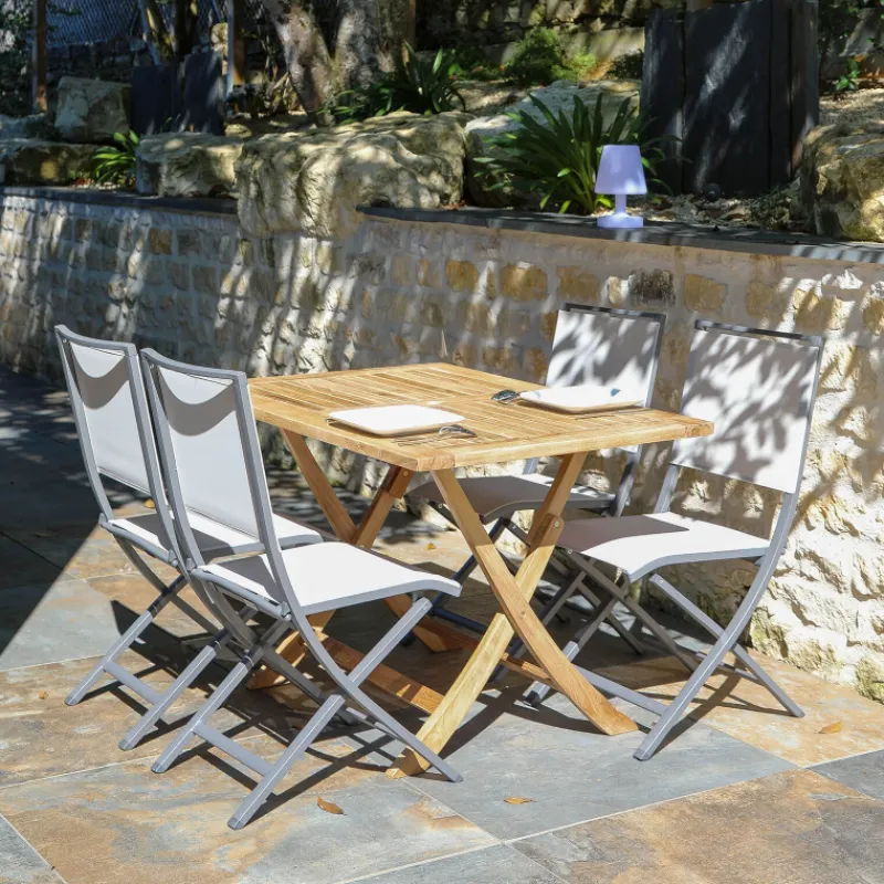 Medicis TanamaTable de jardin rectangulaire pliante en teck massif> Table De Jardin