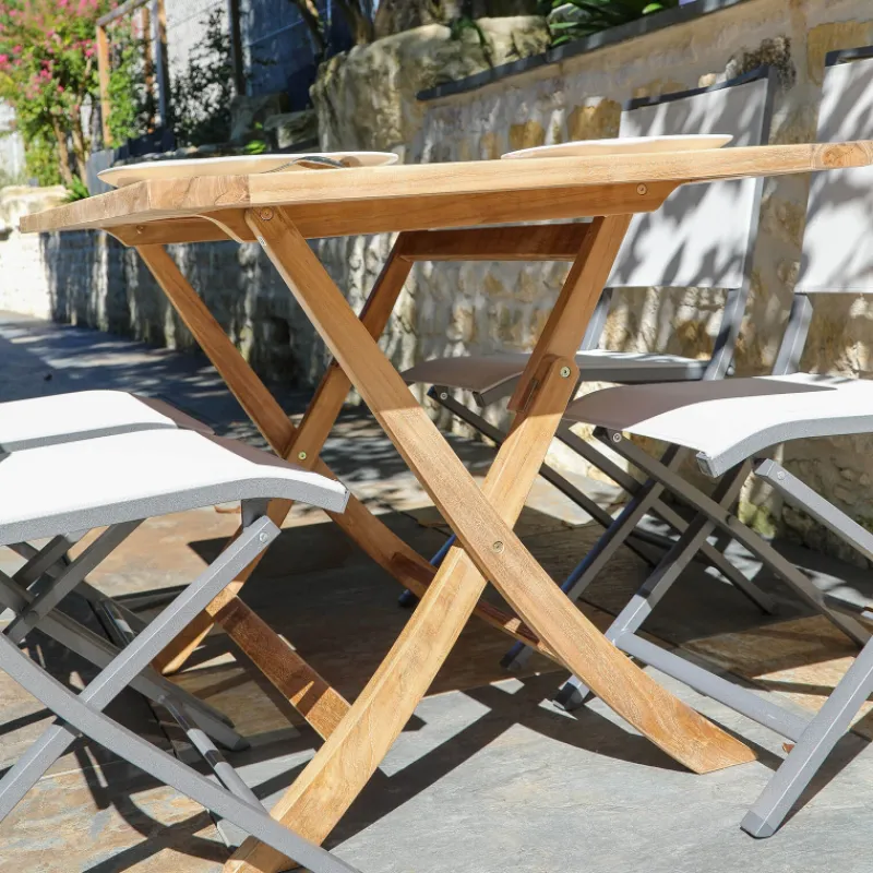 Medicis TanamaTable de jardin rectangulaire pliante en teck massif> Table De Jardin