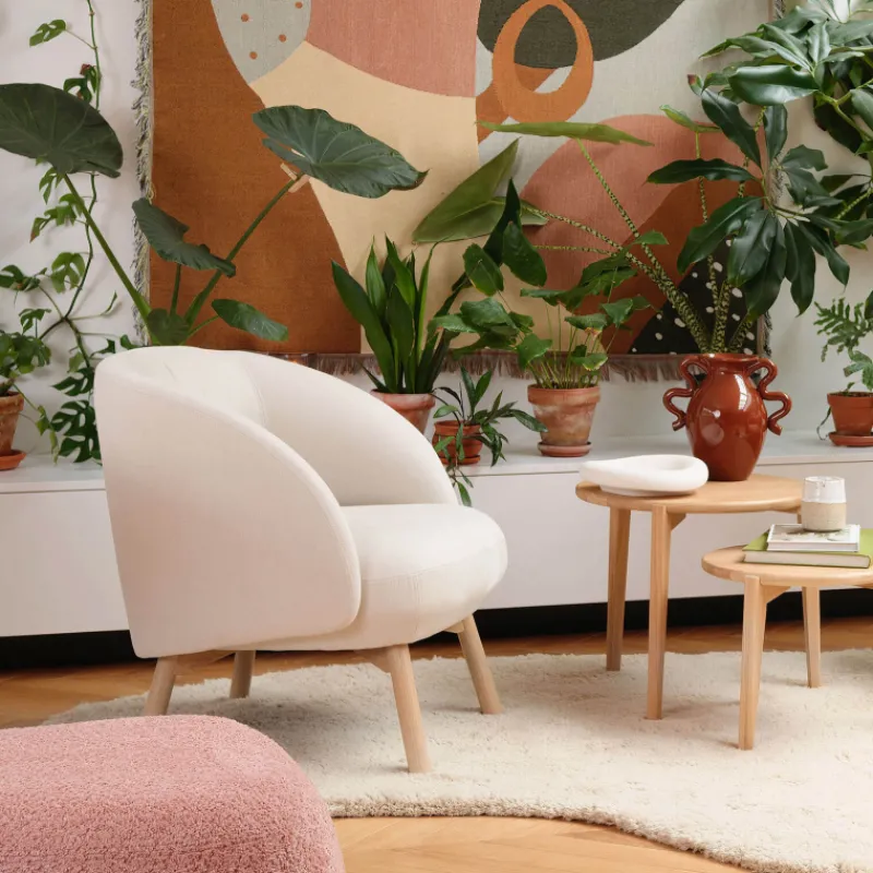 Mobitec Thalia ® Fauteuil confortable en tissu avec pieds en bois> Chaise De Salle à Manger|Chaise Salon