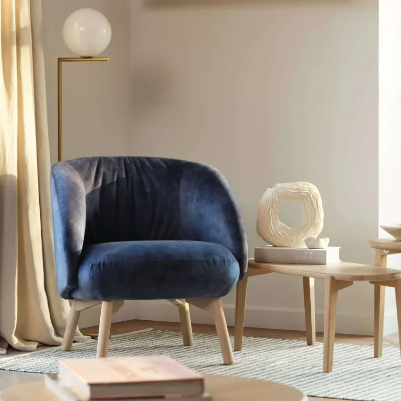 Mobitec Thalia ® Fauteuil confortable en tissu avec pieds en bois> Chaise De Salle à Manger|Chaise Salon