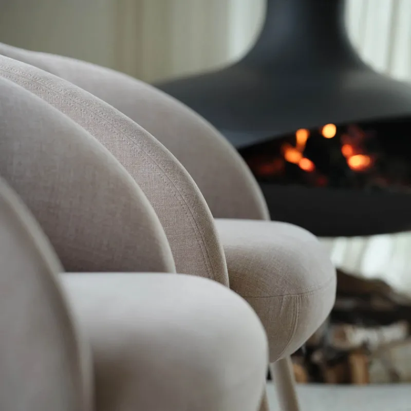 Mobitec Thalia ® Fauteuil confortable en tissu avec pieds en bois> Chaise De Salle à Manger|Chaise Salon
