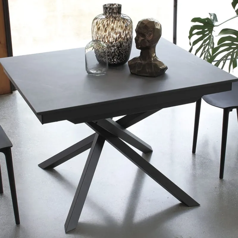 Altacom Tokyo Petite table carrée design extensible avec piètement central mikado> Table De Salle à Manger|Table Pour Petit Espace