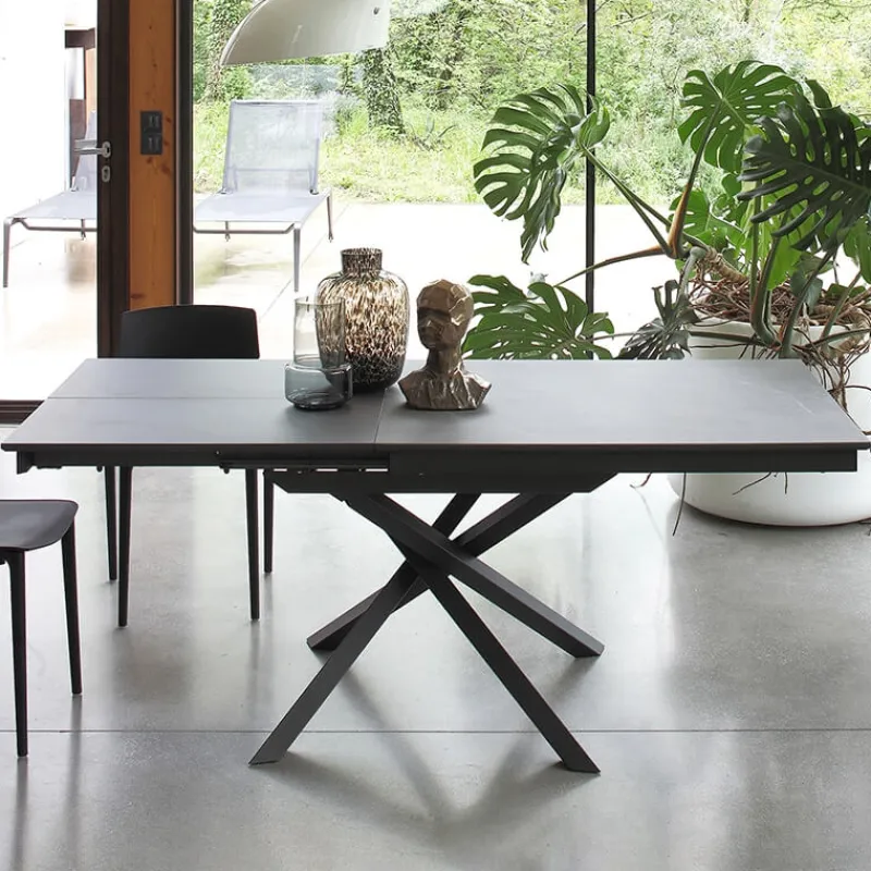 Altacom Tokyo Petite table carrée design extensible avec piètement central mikado> Table De Salle à Manger|Table Pour Petit Espace