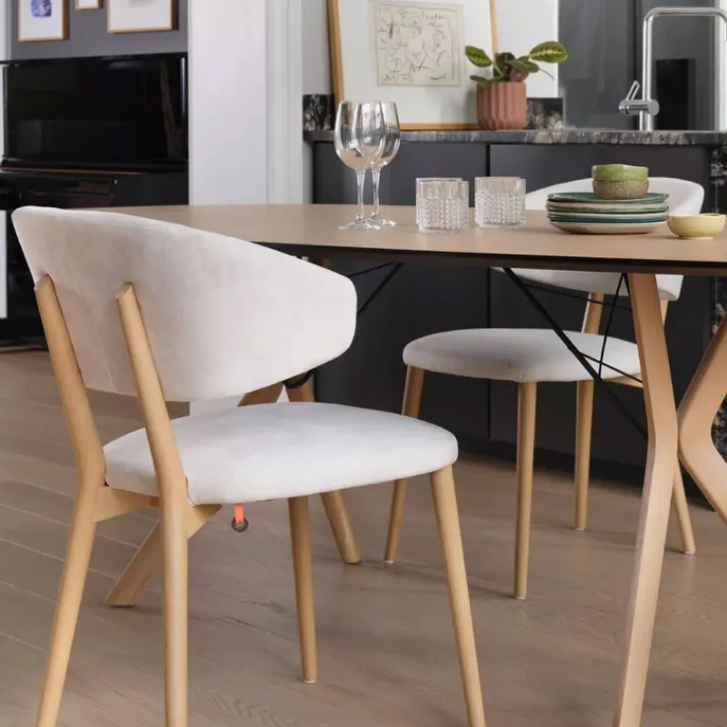 Mobitec Toro ® Chaise moderne avec dossier incurvé en tissu et bois> Chaise De Salle à Manger|Chaise Salon