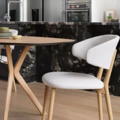 Mobitec Toro ® Chaise moderne avec dossier incurvé en tissu et bois><noscript><img width=