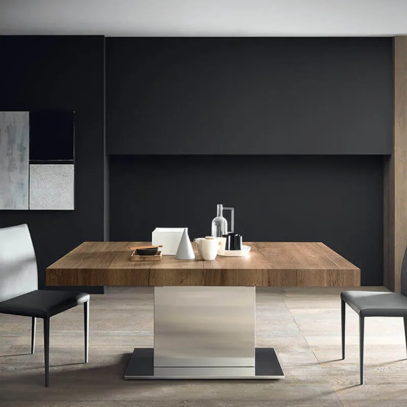 Altacom Tower Maxi Table ultra extensible pied central en métal et plateau en mélaminé> Table Pour Petit Espace|Table De Salle à Manger