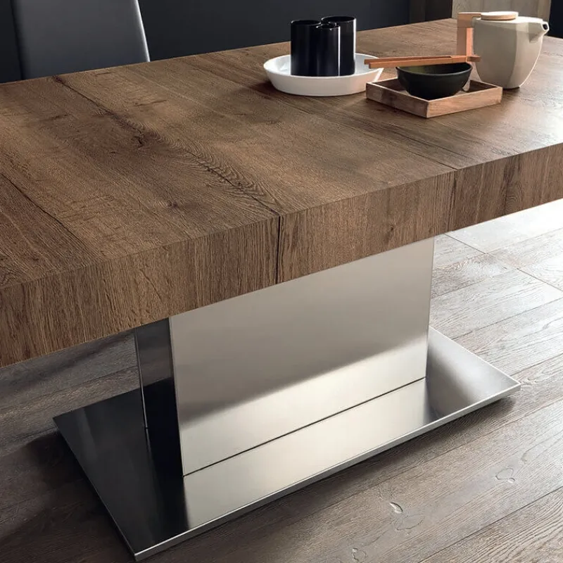 Altacom Tower Maxi Table ultra extensible pied central en métal et plateau en mélaminé> Table Pour Petit Espace|Table De Salle à Manger