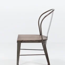 Jayso Turia 631 Chaise industrielle vintage en métal avec assise bois><noscript><img width=