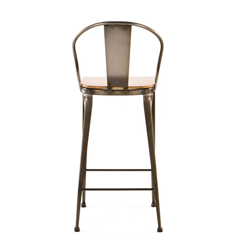 Jayso Turia TB 317 Tabouret industriel en métal et bois> Tabouret Snack (assise +/- 65 Cm)|Tabouret De Bar (assise +/- 80 Cm)