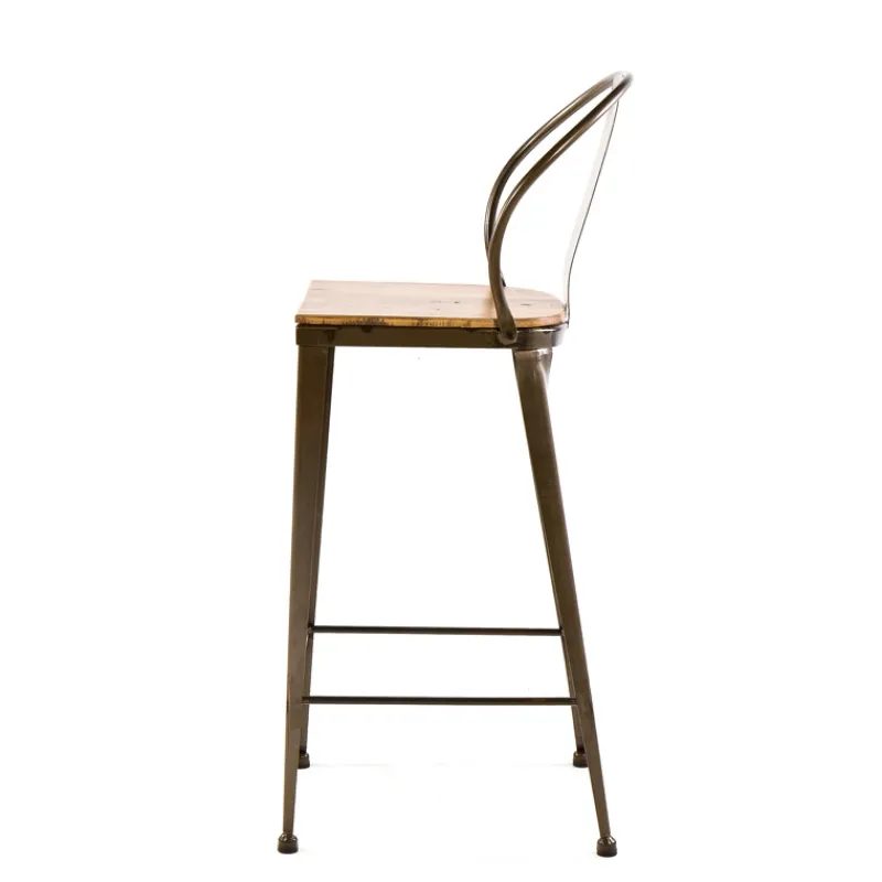 Jayso Turia TB 317 Tabouret industriel en métal et bois> Tabouret Snack (assise +/- 65 Cm)|Tabouret De Bar (assise +/- 80 Cm)