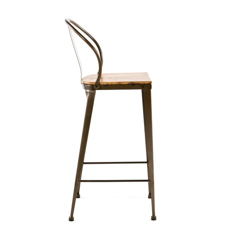 Jayso Turia TB 317 Tabouret industriel en métal et bois> Tabouret Snack (assise +/- 65 Cm)|Tabouret De Bar (assise +/- 80 Cm)