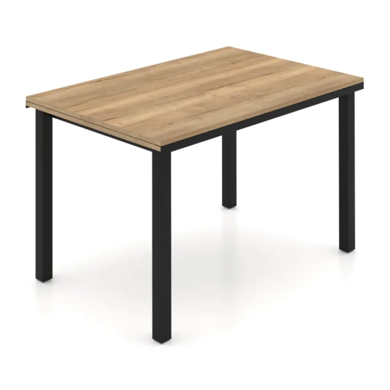 Perfecta Valentina Table de cuisine extensible en mélaminé chêne naturel avec pieds en métal noir> Table De Cuisine