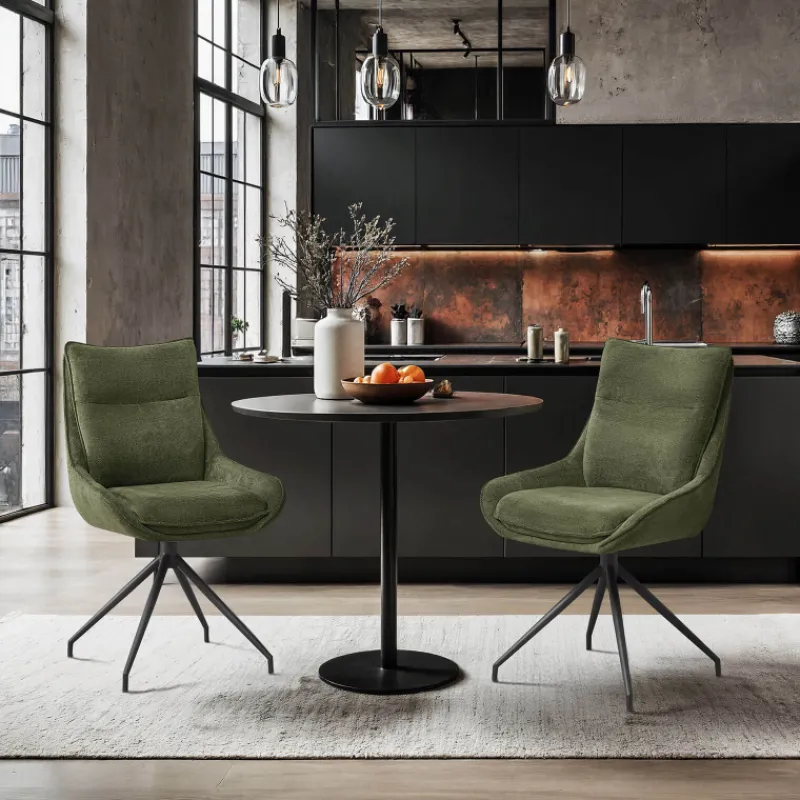 ValentineChaise pivotante en tissu avec poignée et pieds en métal> Chaise De Salle à Manger