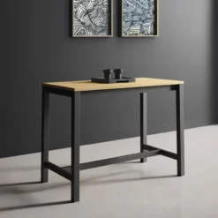 Perfecta Valériane Table snack de cuisine en stratifié chêne naturel avec pieds en métal noir> Table De Cuisine