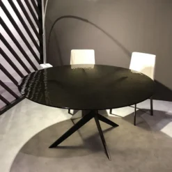Dexo Vertigo Table ronde en verre design italien pied central><noscript><img width=
