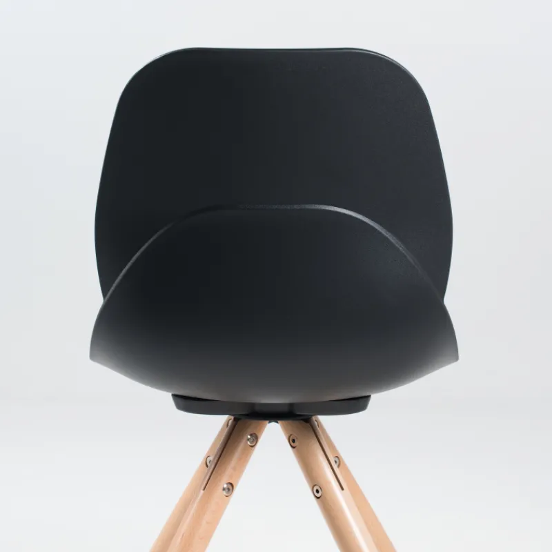 VictoireChaise design en polypropylène noir avec pieds en bois> Chaise De Cuisine|Chaise De Salle à Manger