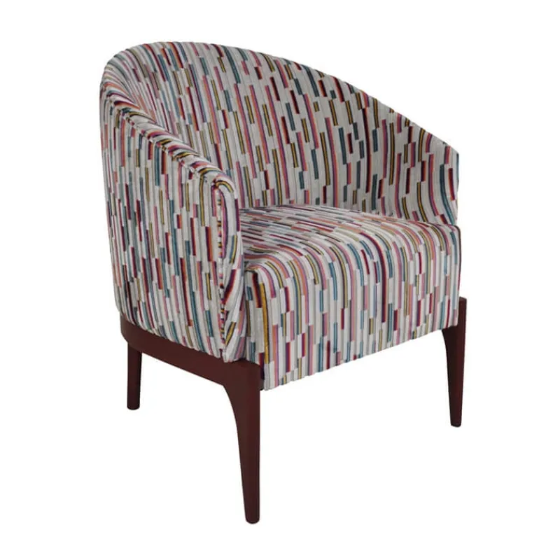 Paget Victor Fauteuil tonneau Art déco en tissu et bois de hêtre> Fauteuil De Salon